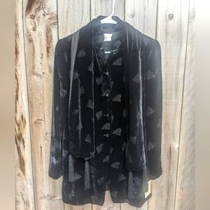 Dana Buchman Vintage Velvet Blazer and Scarf Set Black Size 4